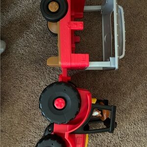 Fisher-Price Red and Black Toy Truck with Trailer